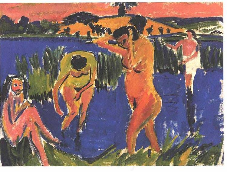 Ernst Ludwig Kirchner Four bathers France oil painting art